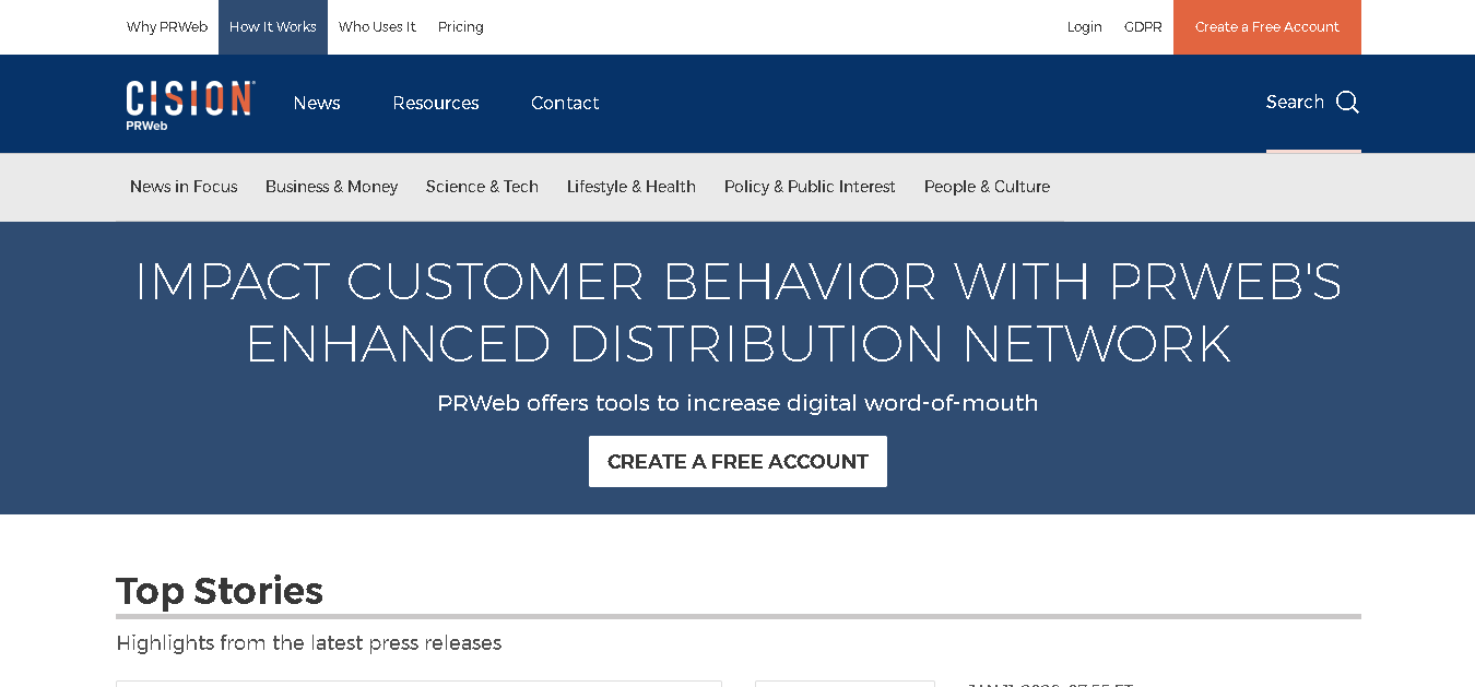 PR Web Homepage